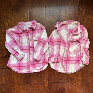 TWIN BUNDLE - 2 Zara Oversized Plaid Overshirts in Pink Color